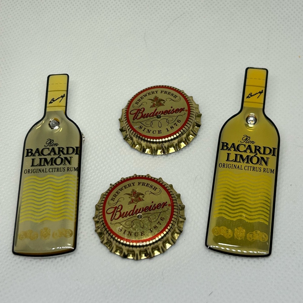Bacardi Limon and Budweiser Bottle Cap Pins